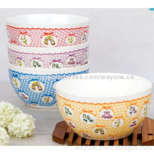 Plain White Decal Printed Bowl for Home, Hotel, Restaurant, Promotion, Food-safe, Light Blue Design